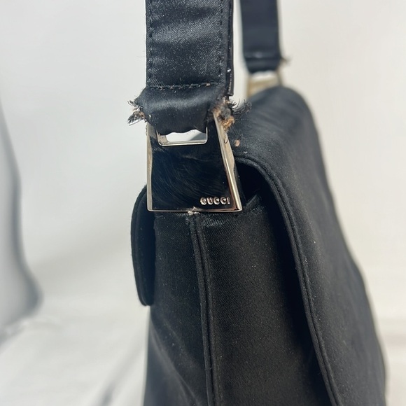 Vintage 1990’s Gucci Satin and Leather Shoulder Bag - Picture 5 of 16